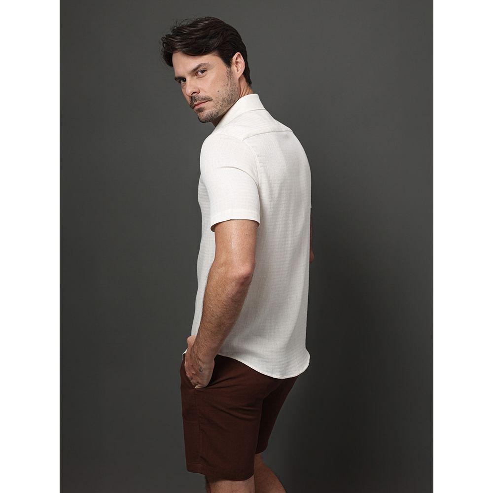 Camisa Masculina Espinha de Peixe Calvin Klein - Off White - 5