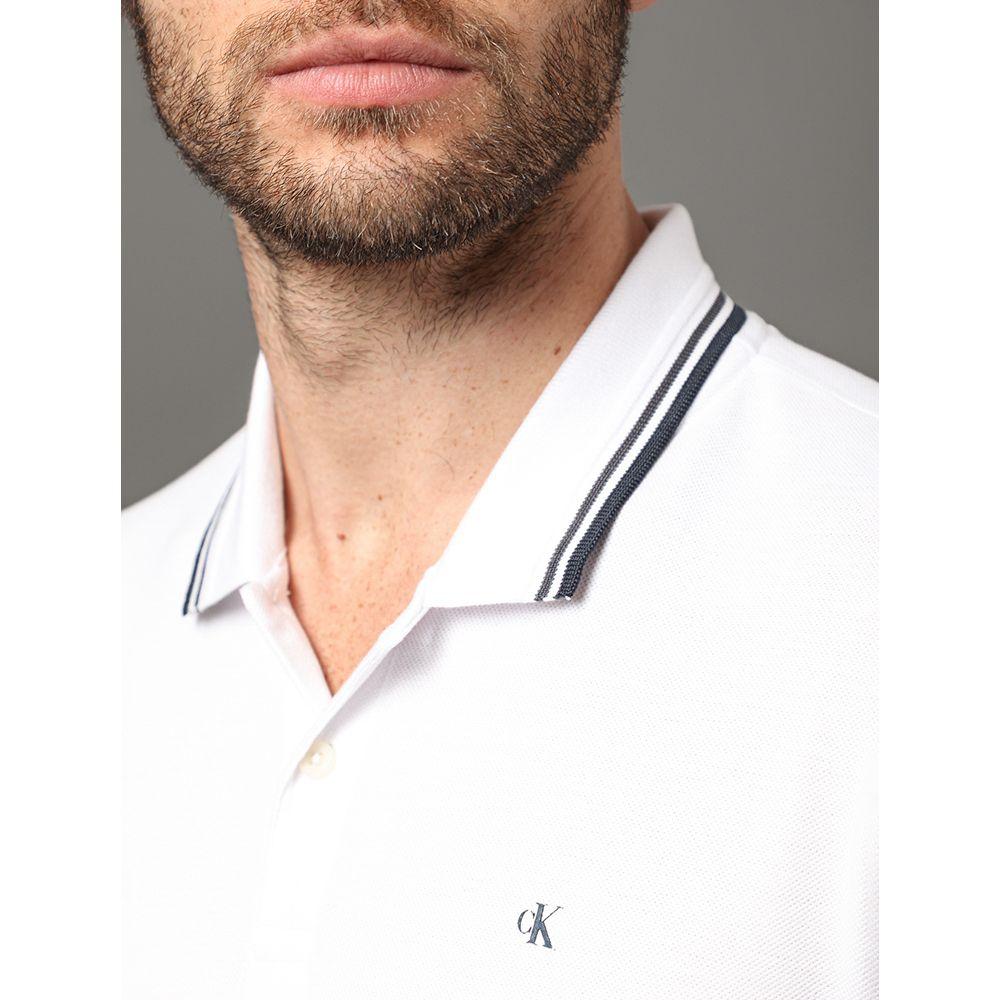 Polo Masculina Listras Calvin Klein Jeans - Branco - 4