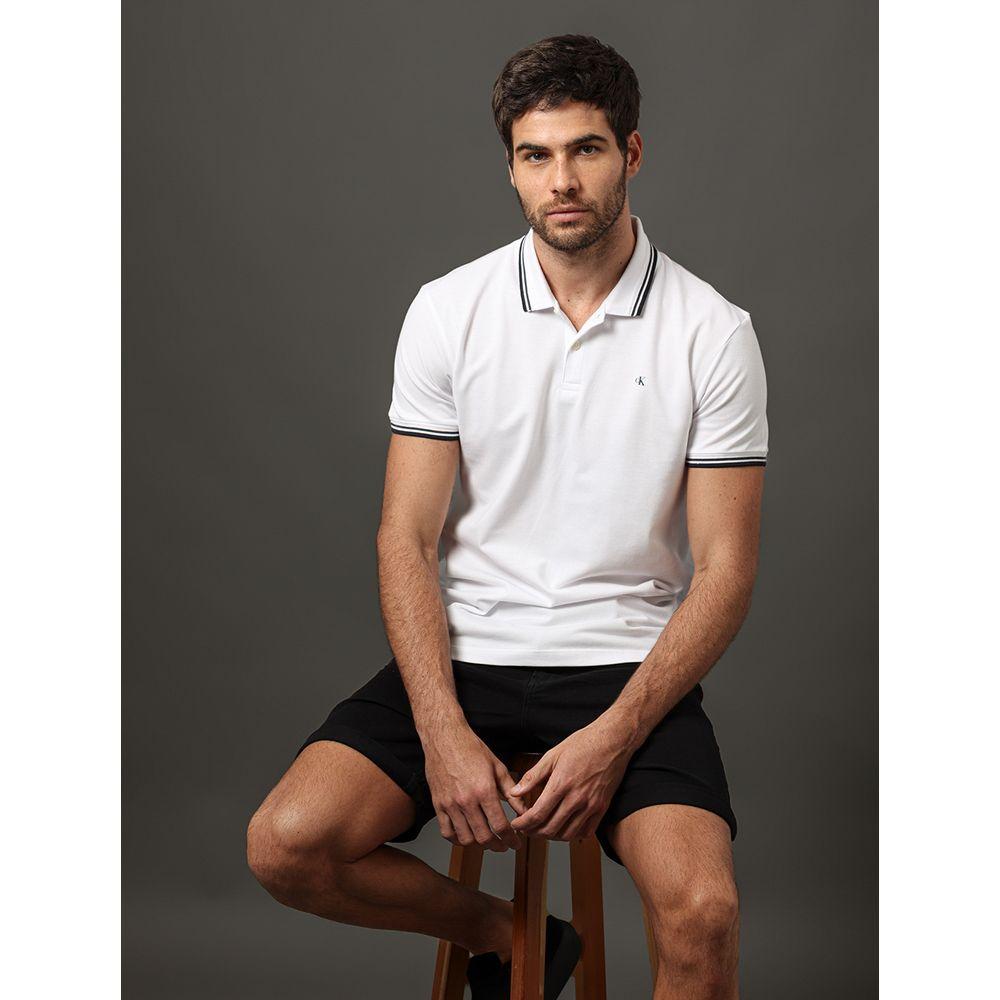 Polo Masculina Listras Calvin Klein Jeans - Branco - 5