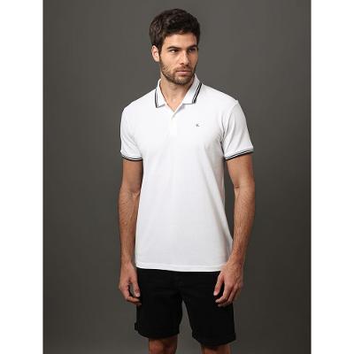 Polo Masculina Listras Calvin Klein Jeans - Branco