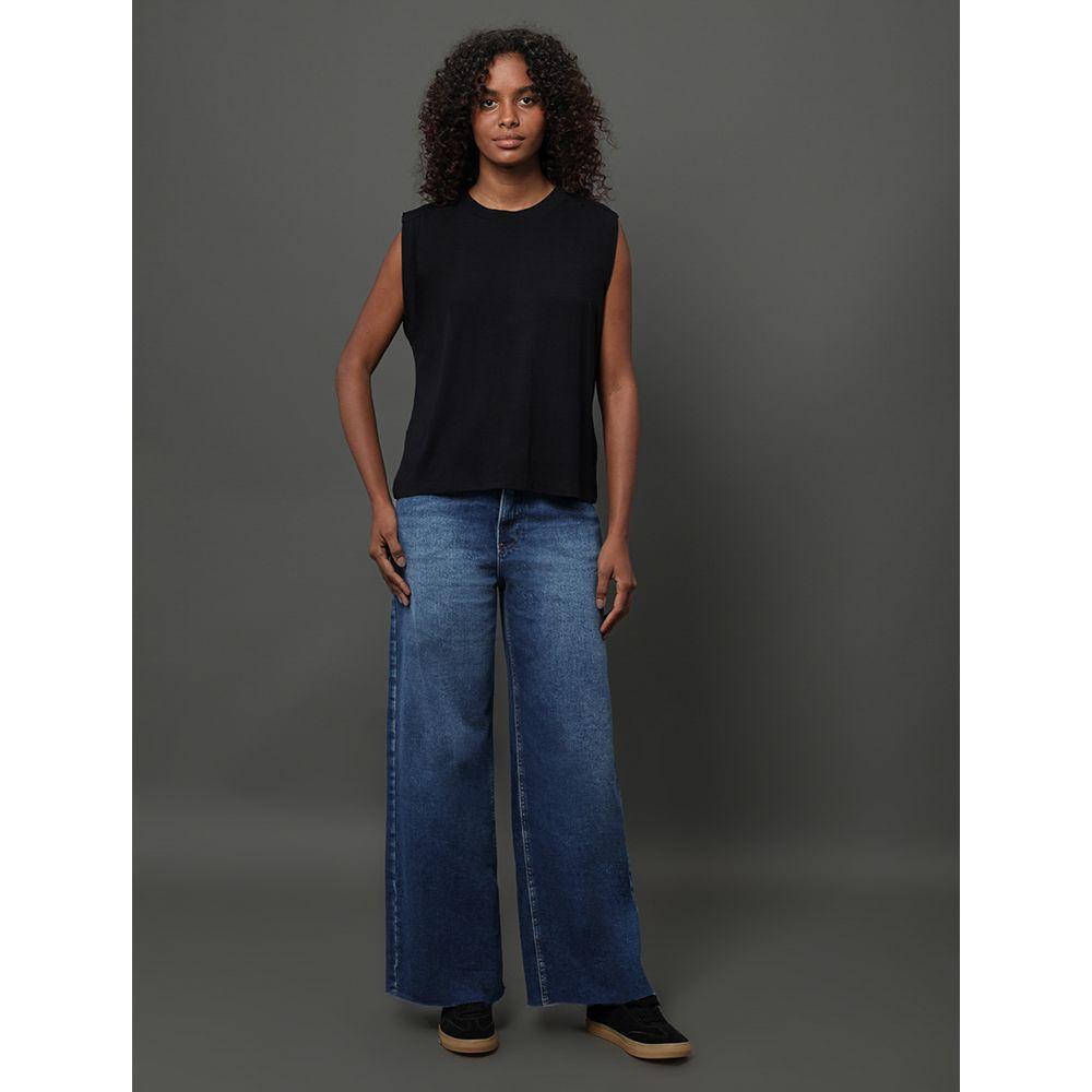 Regata Feminina Pregas Ombro Calvin Klein Jeans - Preto - 3