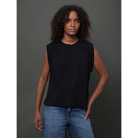 Regata Feminina Pregas Ombro Calvin Klein Jeans - Preto - 1