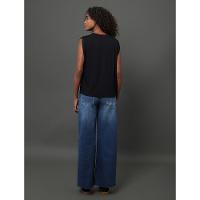 Regata Feminina Pregas Ombro Calvin Klein Jeans - Preto - 2