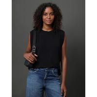Regata Feminina Pregas Ombro Calvin Klein Jeans - Preto - 5