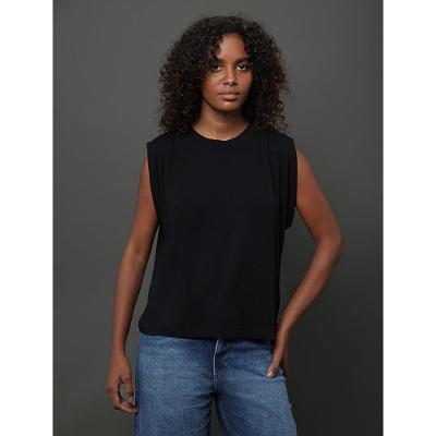 Regata Feminina Pregas Ombro Calvin Klein Jeans - Preto