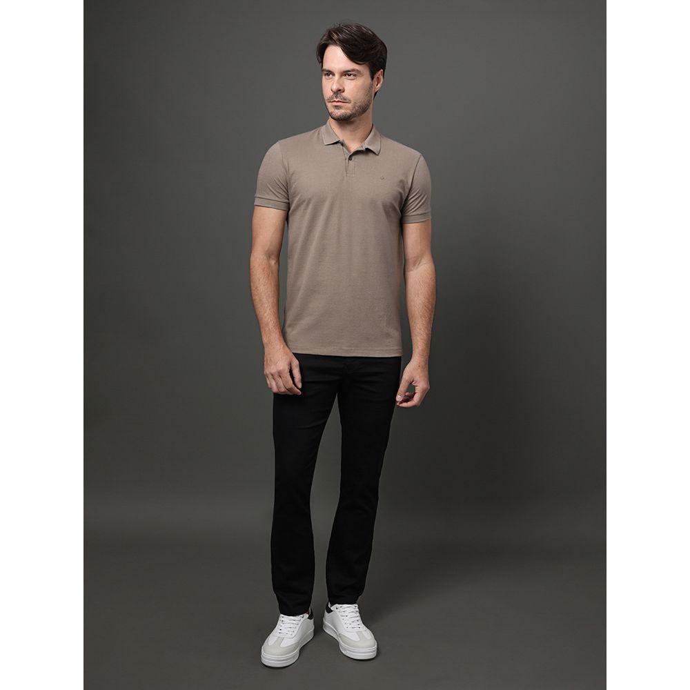 Polo Masculina Slim Meia Malha Pima Calvin Klein - Caqui Medio - 3