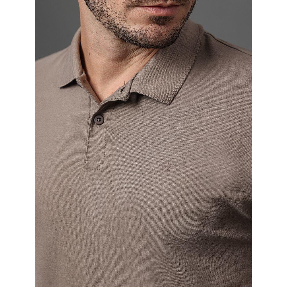 Polo Masculina Slim Meia Malha Pima Calvin Klein - Caqui Medio - 4
