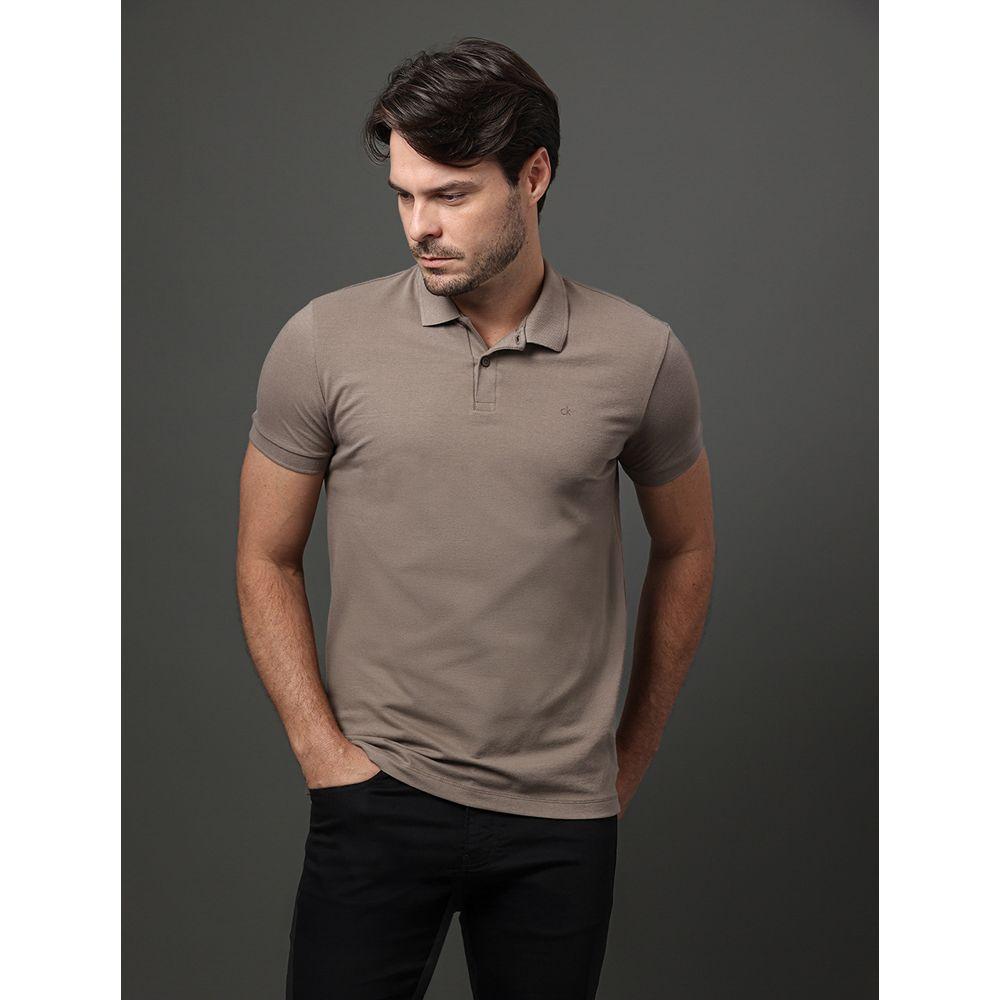 Polo Masculina Slim Meia Malha Pima Calvin Klein - Caqui Medio - 5