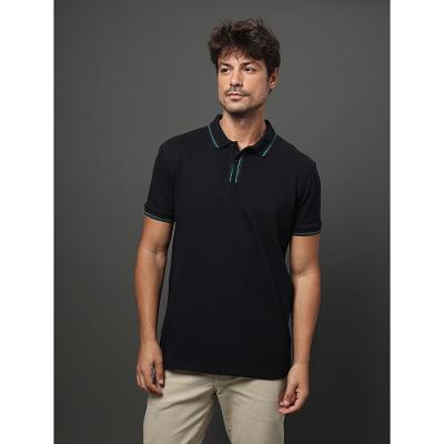 Polo Masculina Listras Peitilho Calvin Klein Jeans - Preto