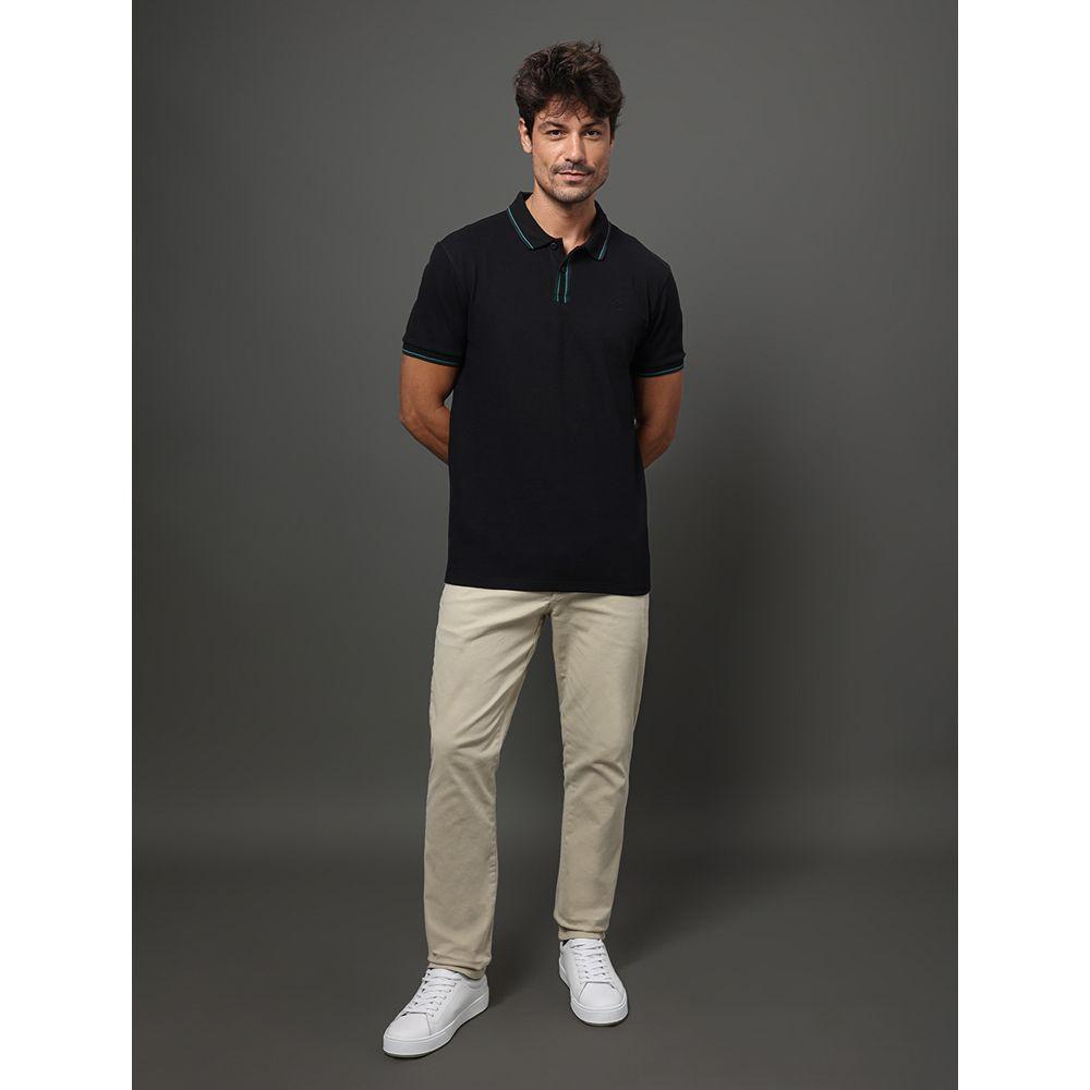 Polo Masculina Listras Peitilho Calvin Klein Jeans - Preto - 3