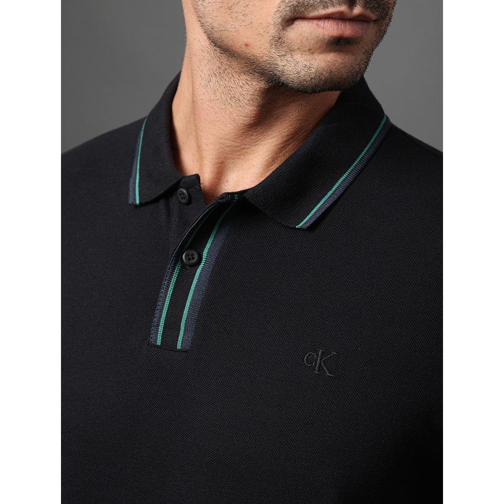 Polo Masculina Listras Peitilho Calvin Klein Jeans - Preto - 4