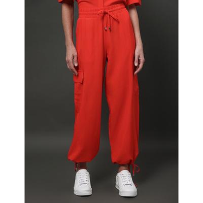 Calça Feminina Cargo Linho Misto Calvin Klein - Vermelho