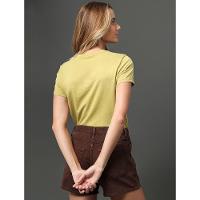 Camiseta Feminina Micrologo Peito Calvin Klein Jeans - Verde Pistache - 5