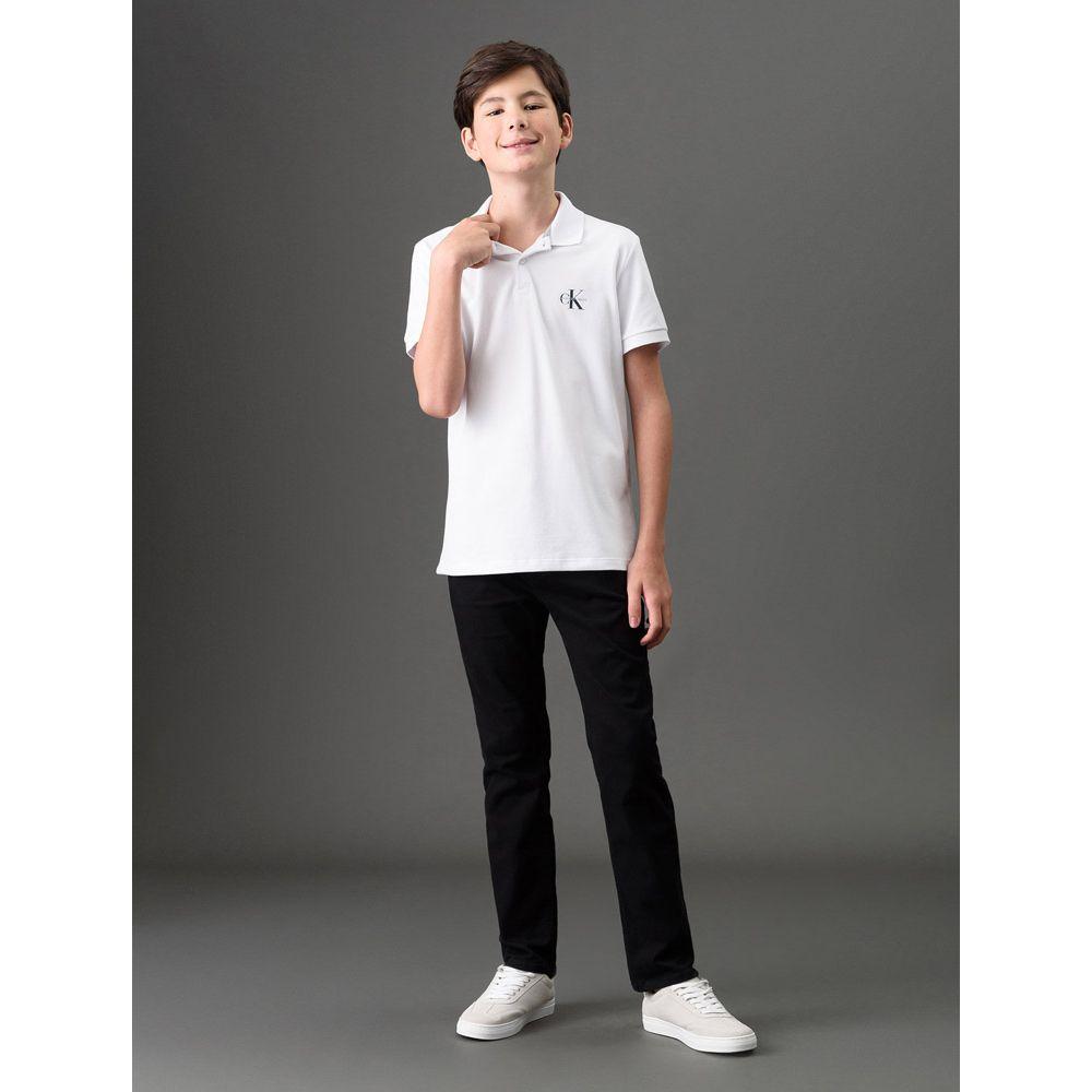 Polo Menino Logo Re Issue Calvin Klein Jeans - Branco 2 - 3