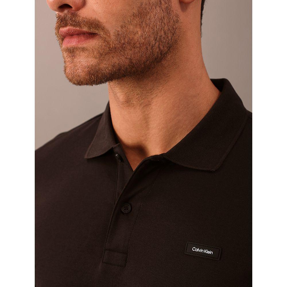 Polo Masculina Manga Curta Smooth Calvin Klein - Preto - 3
