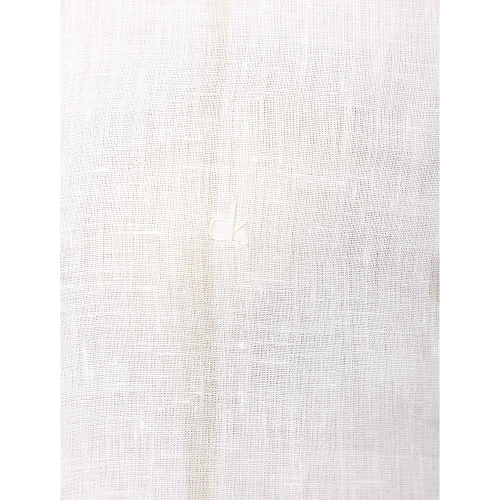 Camisa Masculina Linen Listras Calvin Klein - Branco - 4