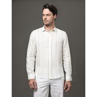 Camisa Masculina Linen Listras Calvin Klein - Branco - 1