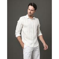 Camisa Masculina Linen Listras Calvin Klein - Branco - 5