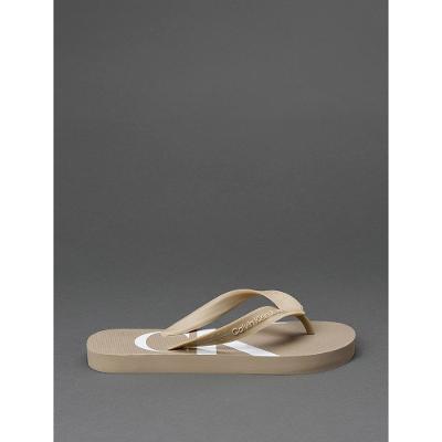 Chinelo Menino Logo Corrido Calvin Klein Jeans - Caqui Claro