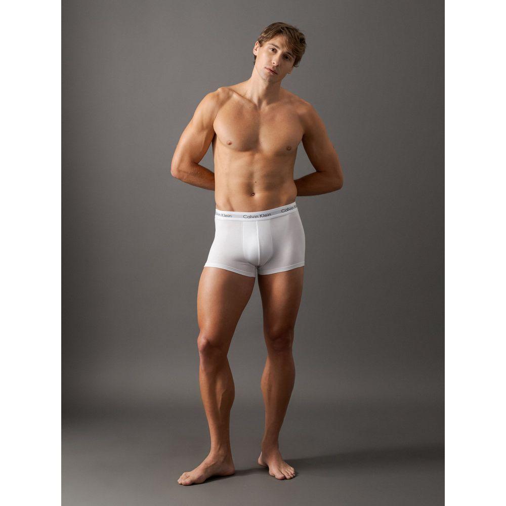 Kit 4 Cuecas Trunk Classic Cintura Baixa Com Elastano Calvin Klein Underwear - Branco + Preto + Mescla - 4