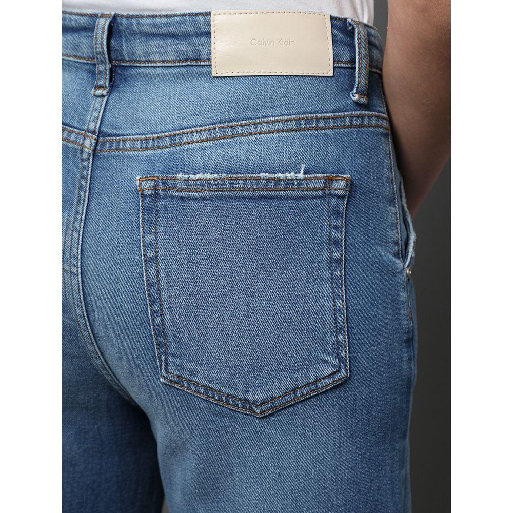 Calça Jeans Feminina Wide Leg Bolso Faca Calvin Klein - Azul Médio - 4