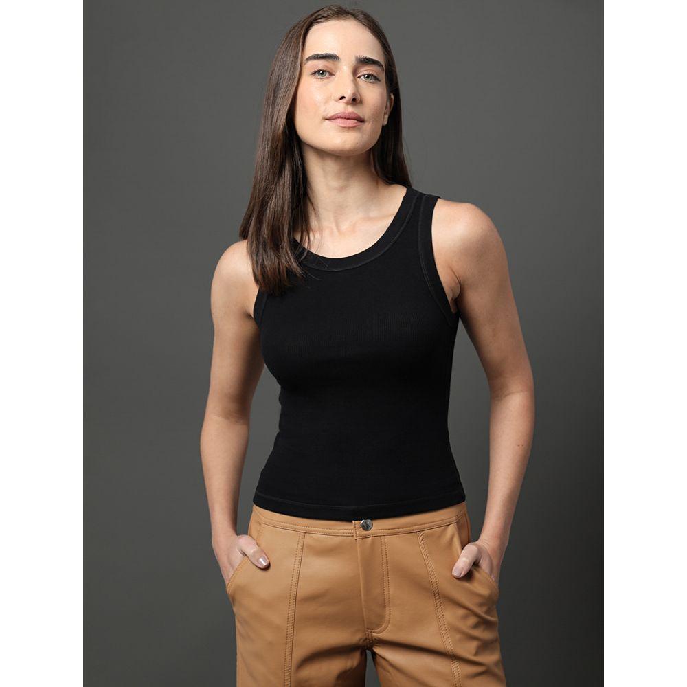 Regata Feminina Ribana Viscose Calvin Klein Jeans - Preto - 1