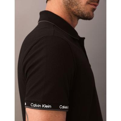 Polo Manga Curta Calvin Klein Masculino Logo Punho - Preto