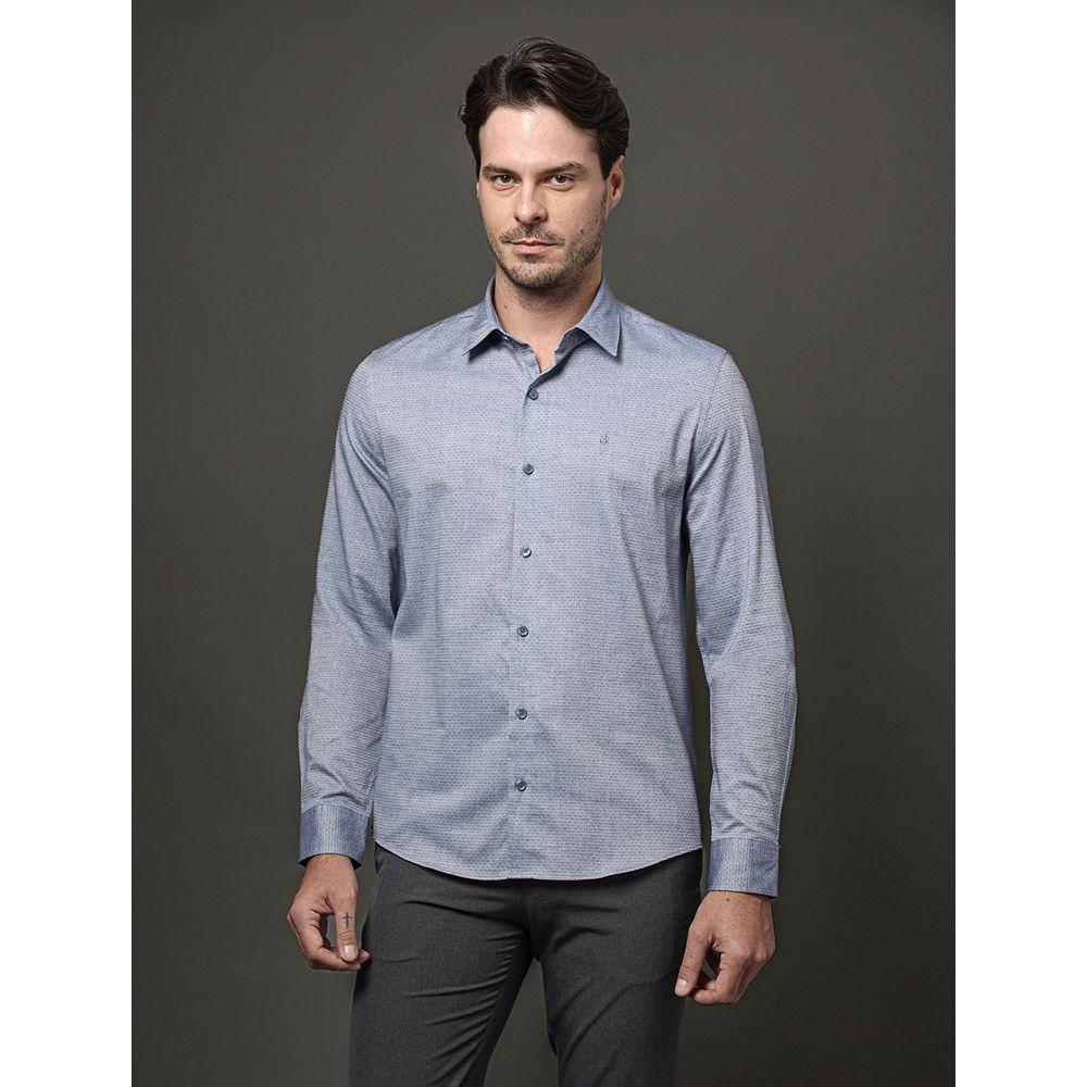 Camisa Ml Slim Maquinetada - Marinho - 1