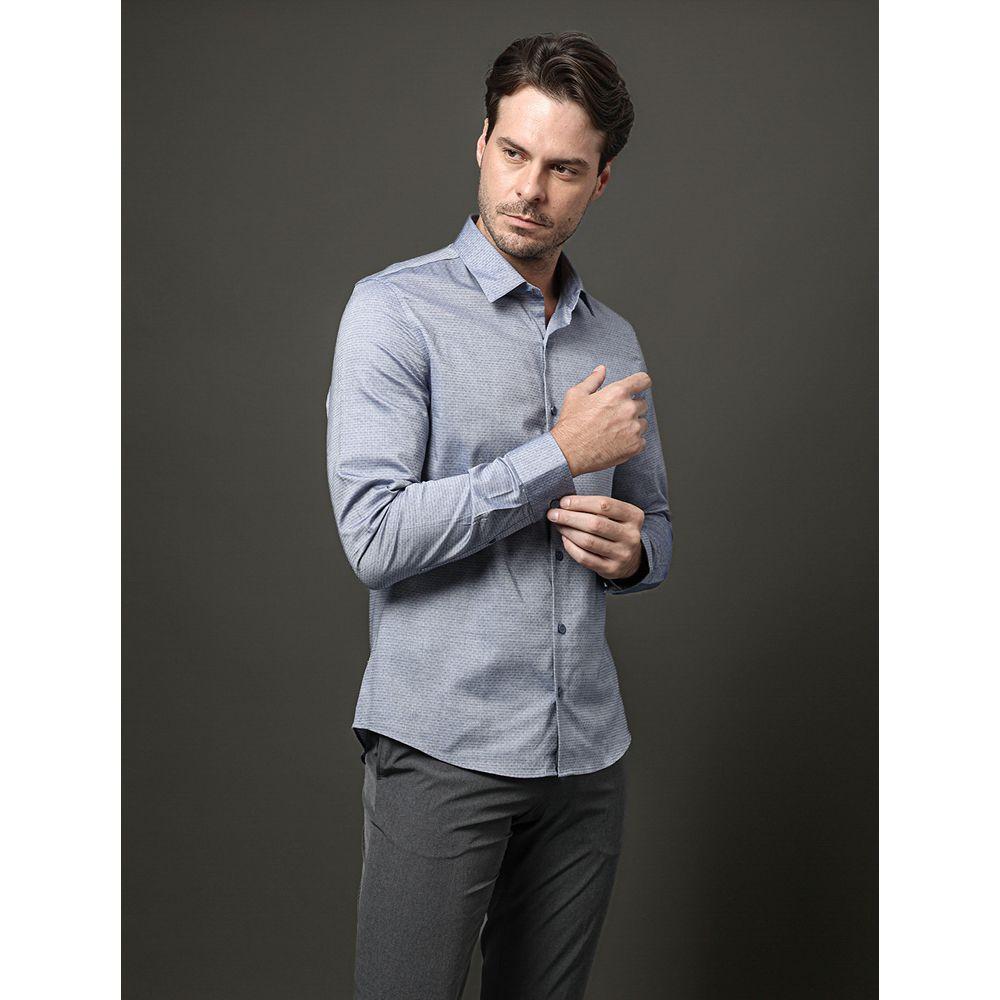 Camisa Ml Slim Maquinetada - Marinho - 5