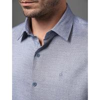 Camisa Ml Slim Maquinetada - Marinho