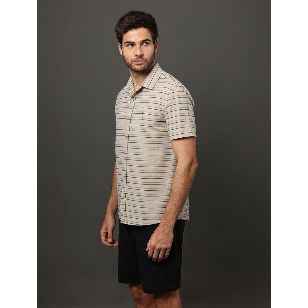 Camisa Masculina Listras Texturas Calvin Klein Jeans - Caqui Medio - 1