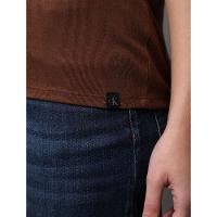 Camiseta Feminina Decote v Calvin Klein Jeans - Marrom