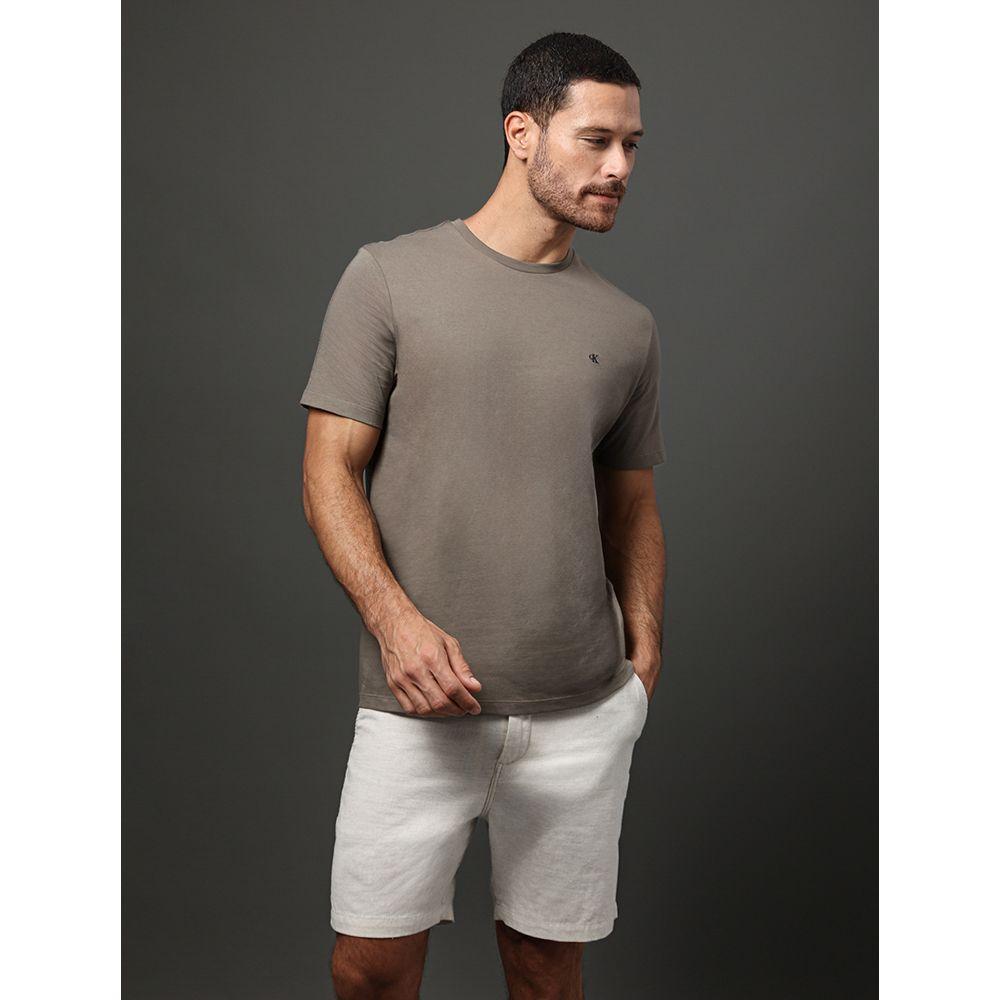 Camiseta Masculina Básica Smooth Cotton Calvin Klein Jeans - Caqui Medio - 5