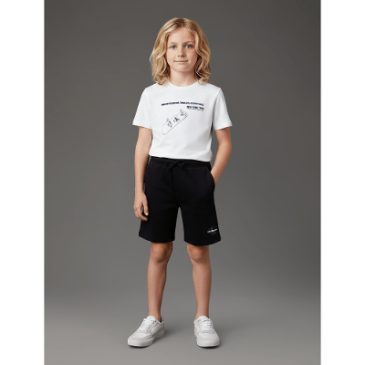 Bermuda Menino Moletom Logo Re Issue Calvin Klein Jeans - Preto