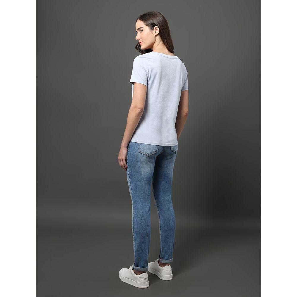 Camiseta Feminina Decote v Reissue Calvin Klein Jeans - Lavanda - 2
