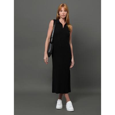 Vestido Feminino Tricot Canelado Calvin Klein - Preto