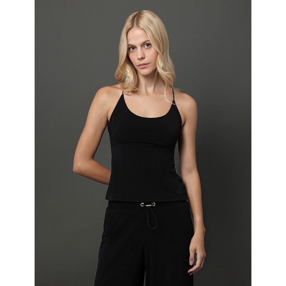 Blusa Feminina Malha Jersey Calvin Klein Jeans - Preto - 1