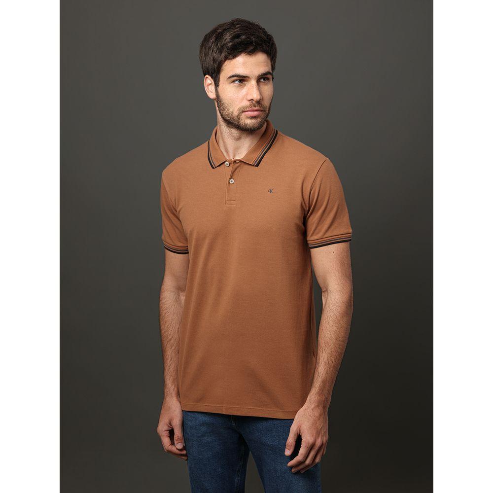 Polo Masculina Listras Calvin Klein Jeans - Havana - 1