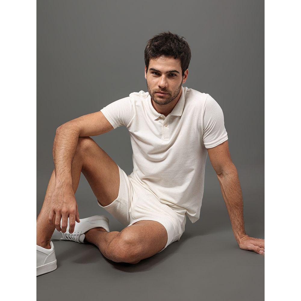 Polo Masculina Piquet Linho Calvin Klein - Off White - 5