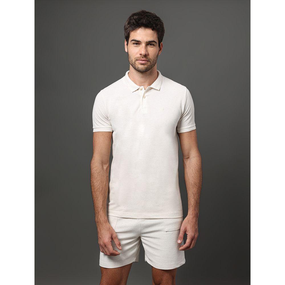 Polo Masculina Piquet Linho Calvin Klein - Off White - 1