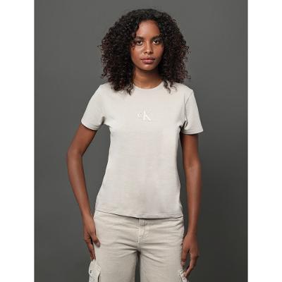 Camiseta Feminina Manga Curta Calvin Klein Jeans - Caqui Claro
