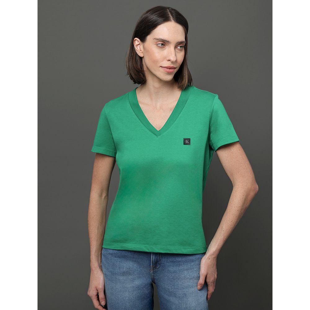 Camiseta Feminina Algodão Egípcio Calvin Klein Jeans - Verde Médio - 1