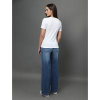 Camiseta Feminina Lisa Decote v Recorte Lateral Calvin Klein - Branco - 2