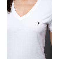 Camiseta Feminina Lisa Decote v Recorte Lateral Calvin Klein - Branco