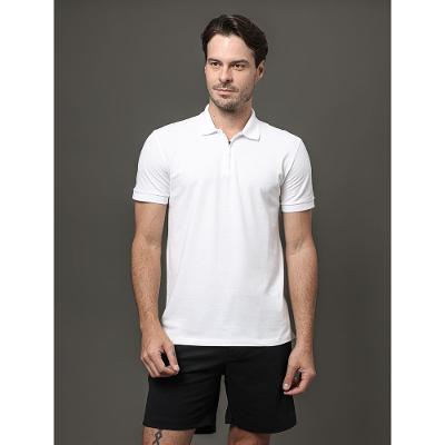 Polo Masculina Slim Meio Zíper Calvin Klein - Branco