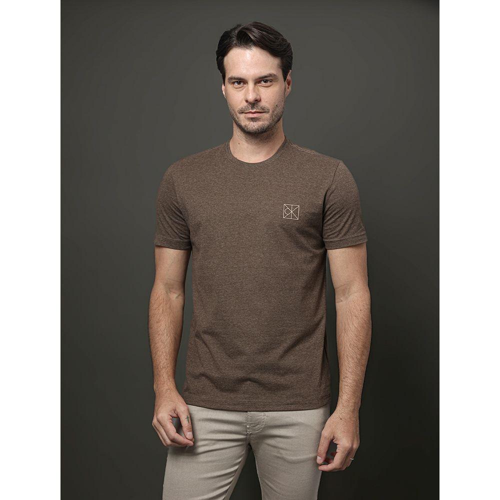 Camiseta Masculina Listrada Calvin Klein - Caqui Medio - 1