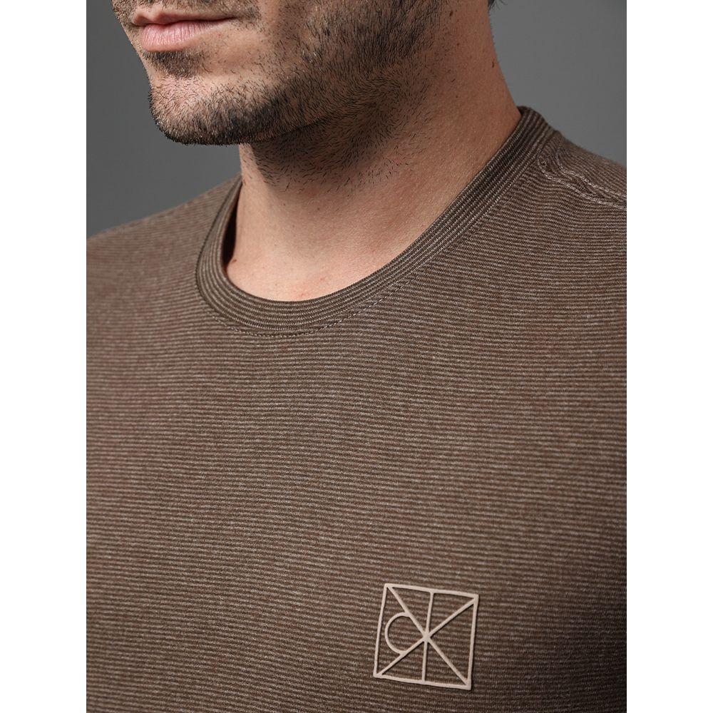 Camiseta Masculina Listrada Calvin Klein - Caqui Medio - 4