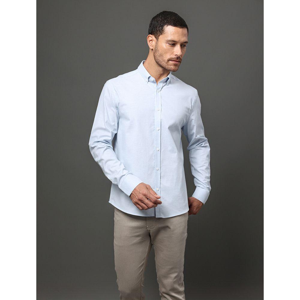 Camisa Masculina Oxford Com Elastano Calvin Klein - Azul Claro - 5