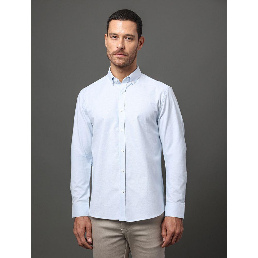Camisa Masculina Oxford Com Elastano Calvin Klein - Azul Claro - 1