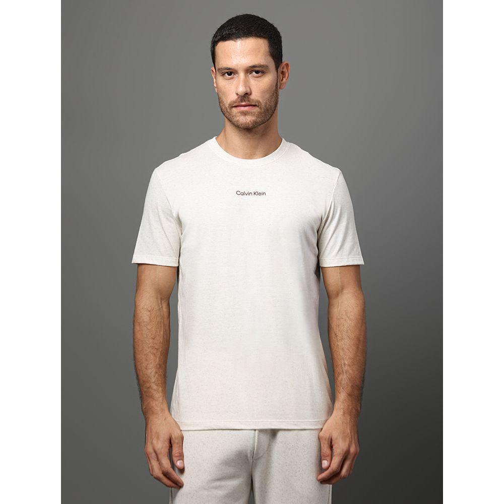 Camiseta Masculina Meia Malha Linen Calvin Klein Underwear - Off White - 1